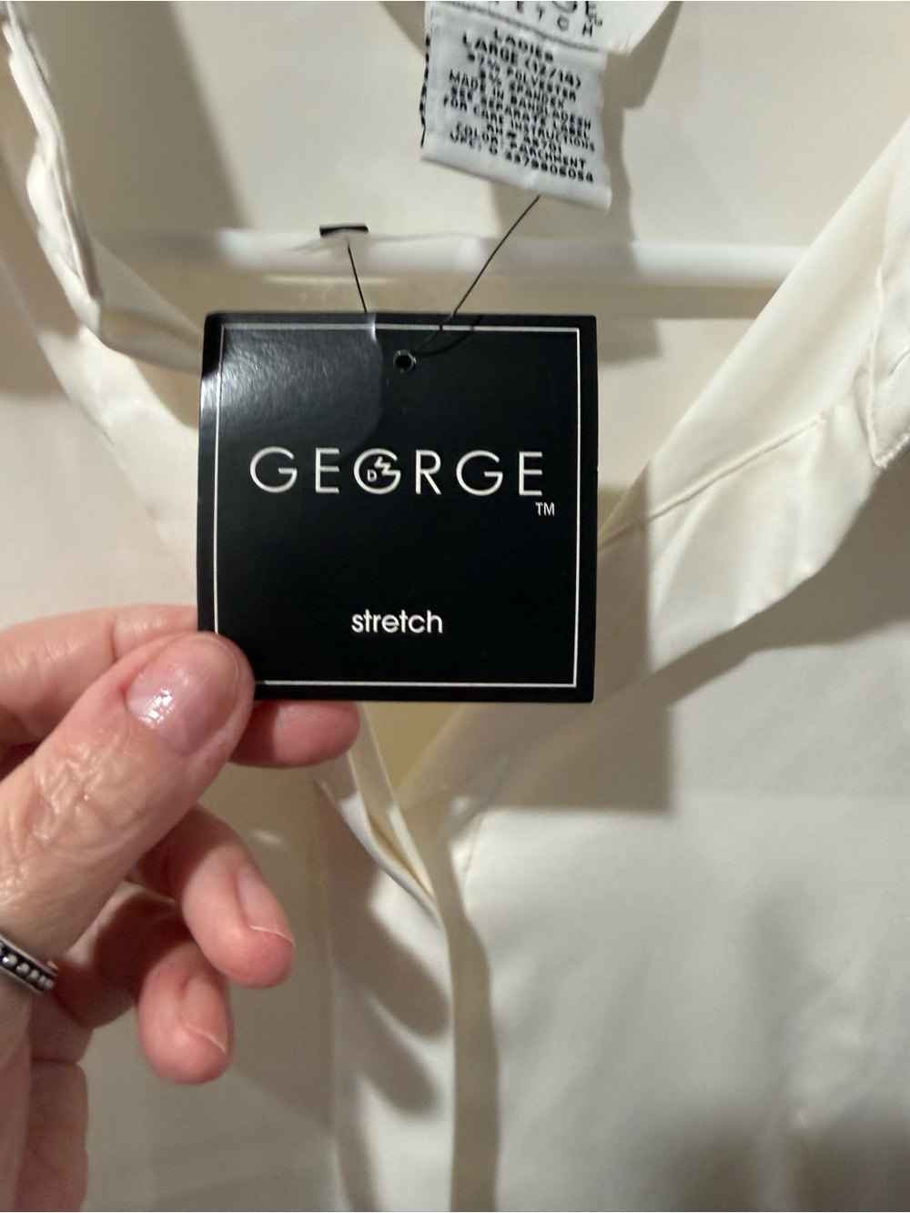 George Ivory Stretch Satin Button-Up Top - Picture 2 of 10